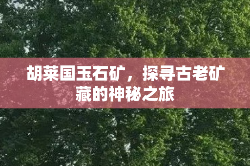 胡莱国玉石矿，探寻古老矿藏的神秘之旅