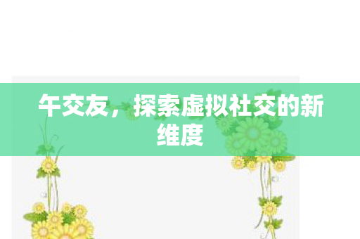 午交友，探索虚拟社交的新维度