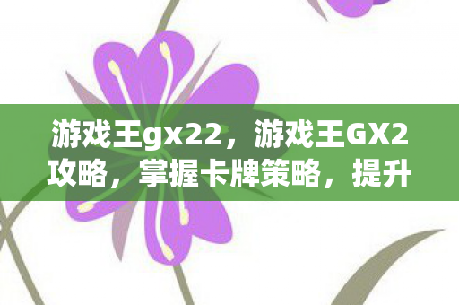 游戏王gx22，游戏王GX2攻略，掌握卡牌策略，提升战斗实力