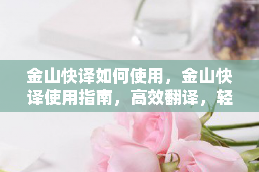 金山快译如何使用，金山快译使用指南，高效翻译，轻松沟通