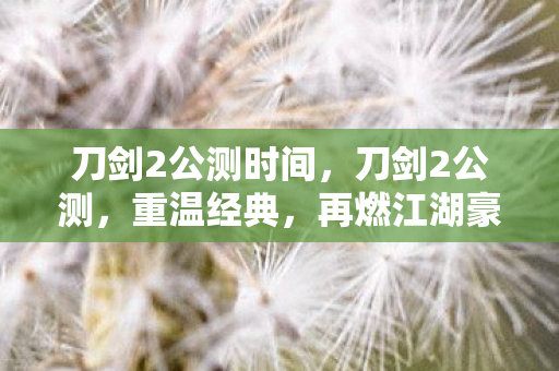 刀剑2公测时间，刀剑2公测，重温经典，再燃江湖豪情