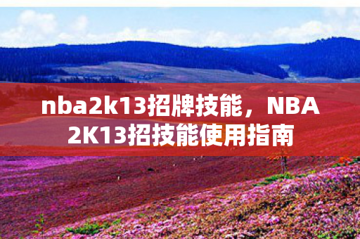 nba2k13招牌技能，NBA2K13招技能使用指南