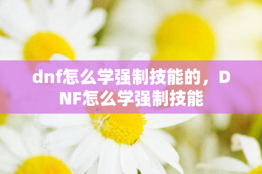 dnf怎么学强制技能的，DNF怎么学强制技能