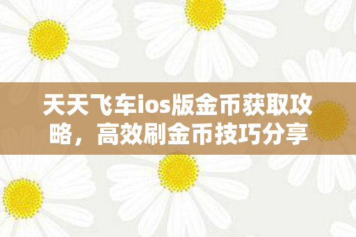 天天飞车ios版金币获取攻略，高效刷金币技巧分享