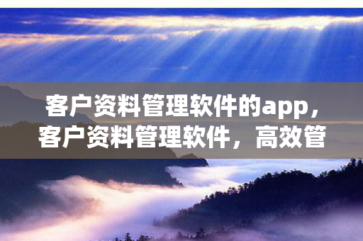 客户资料管理软件的app，客户资料管理软件，高效管理，提升客户服务体验