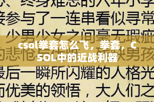 csol拳套怎么飞，拳套，CSOL中的近战利器