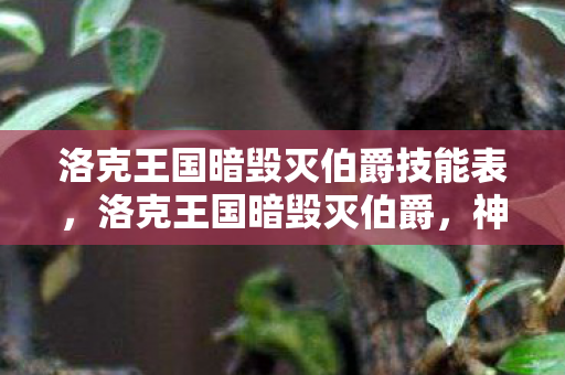 洛克王国暗毁灭伯爵技能表，洛克王国暗毁灭伯爵，神秘与力量的交织