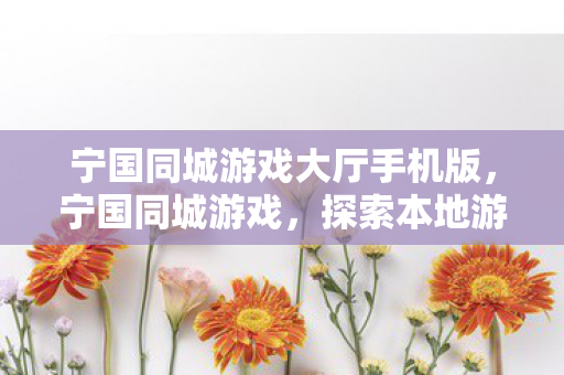宁国同城游戏大厅手机版，宁国同城游戏，探索本地游戏文化的独特魅力