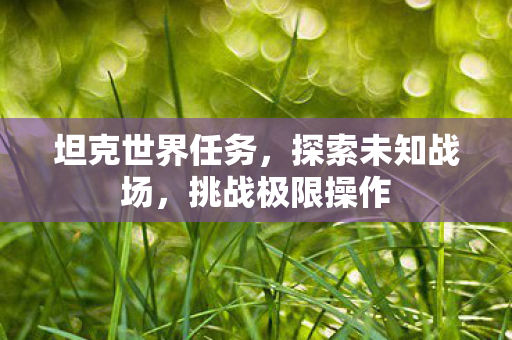 坦克世界任务，探索未知战场，挑战极限操作