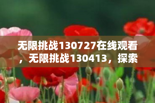 无限挑战130727在线观看，无限挑战130413，探索未知，突破自我