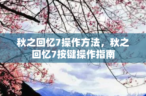 秋之回忆7操作方法，秋之回忆7按键操作指南