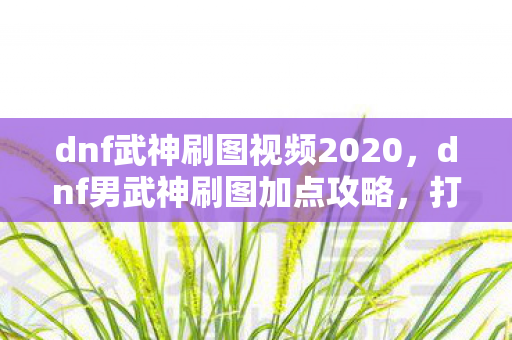 dnf武神刷图视频2020，dnf男武神刷图加点攻略，打造高效战斗体验