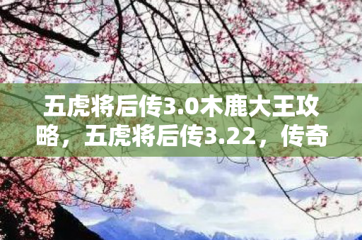 五虎将后传3.0木鹿大王攻略，五虎将后传3.22，传奇续章的辉煌与挑战