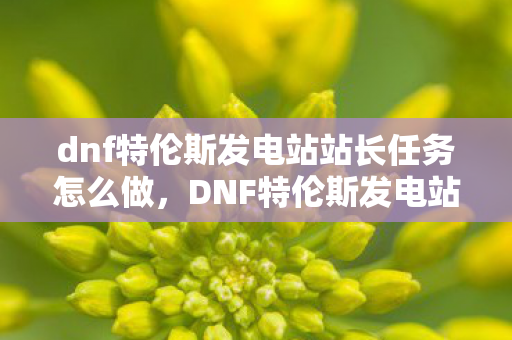 dnf特伦斯发电站站长任务怎么做，DNF特伦斯发电站，探索未知领域的冒险之旅