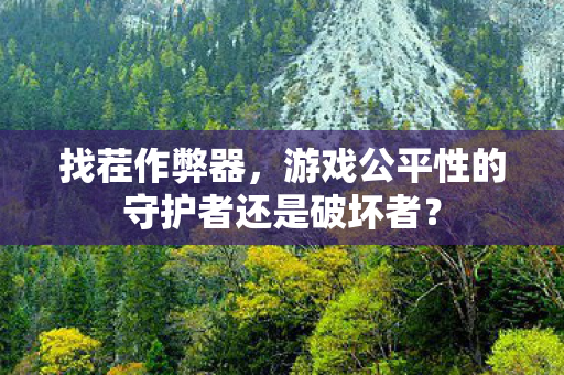 找茬作弊器，游戏公平性的守护者还是破坏者？