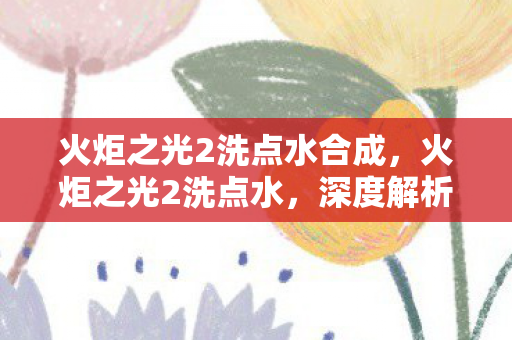 火炬之光2洗点水合成，火炬之光2洗点水，深度解析与策略应用