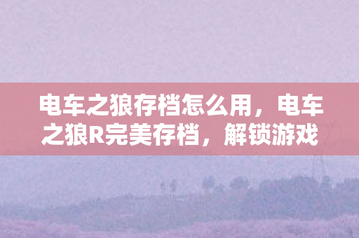 电车之狼存档怎么用，电车之狼R完美存档，解锁游戏新境界的秘籍