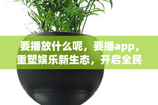 要播放什么呢，要播app，重塑娱乐新生态，开启全民直播时代