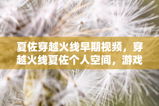 夏佐穿越火线早期视频，穿越火线夏佐个人空间，游戏内外的独特视角