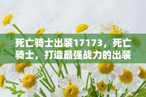 死亡骑士出装17173，死亡骑士，打造最强战力的出装策略