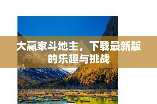 大赢家斗地主，下载最新版的乐趣与挑战