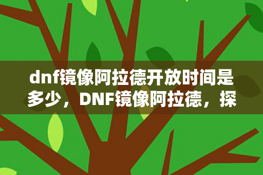 dnf镜像阿拉德开放时间是多少，DNF镜像阿拉德，探索全新开放世界的无限可能
