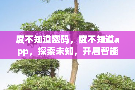 度不知道密码，度不知道app，探索未知，开启智能生活新篇章