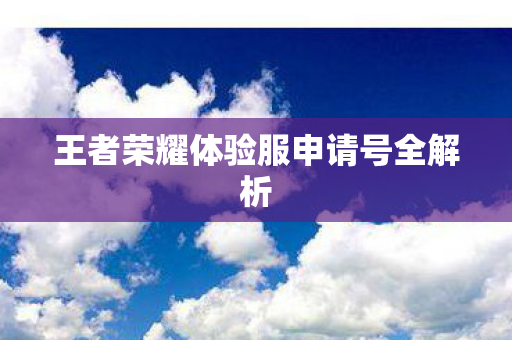 王者荣耀体验服申请号全解析