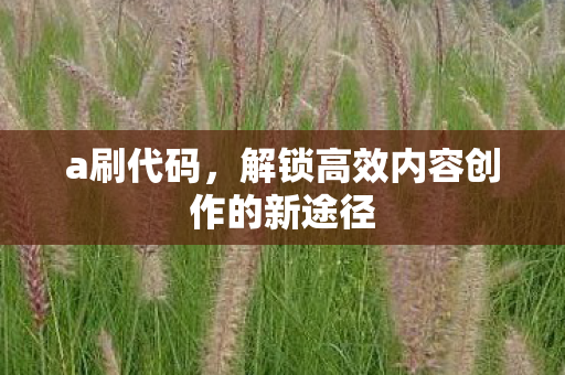 a刷代码，解锁高效内容创作的新途径
