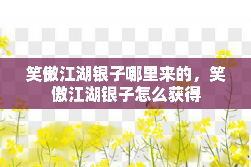 笑傲江湖银子哪里来的，笑傲江湖银子怎么获得