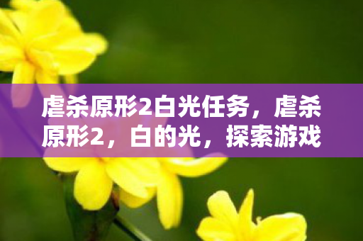 虐杀原形2白光任务，虐杀原形2，白的光，探索游戏背后的深层意义