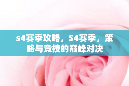 s4赛季攻略，S4赛季，策略与竞技的巅峰对决