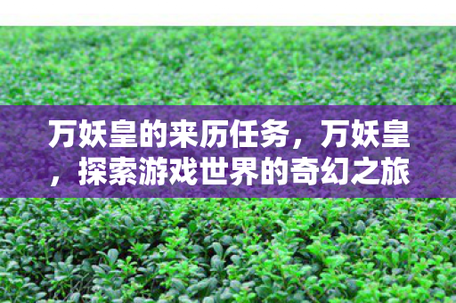万妖皇的来历任务，万妖皇，探索游戏世界的奇幻之旅