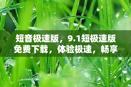 短音极速版，9.1短极速版免费下载，体验极速，畅享精彩短视频