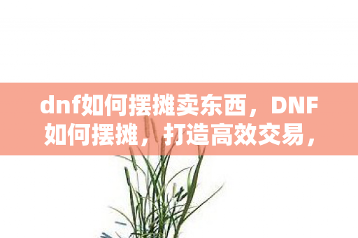 dnf如何摆摊卖东西，DNF如何摆摊，打造高效交易，赚取丰厚金币