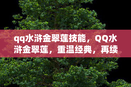 qq水浒金翠莲技能，QQ水浒金翠莲，重温经典，再续前缘