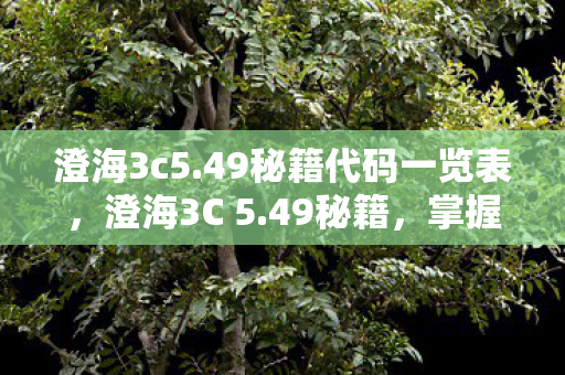 澄海3c5.49秘籍代码一览表，澄海3C 5.49秘籍，掌握这些技巧，助你成为顶尖玩家