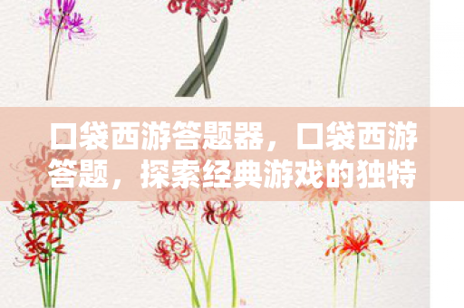 口袋西游答题器，口袋西游答题，探索经典游戏的独特魅力