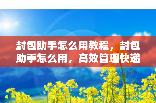 封包助手怎么用教程，封包助手怎么用，高效管理快递包裹的利器