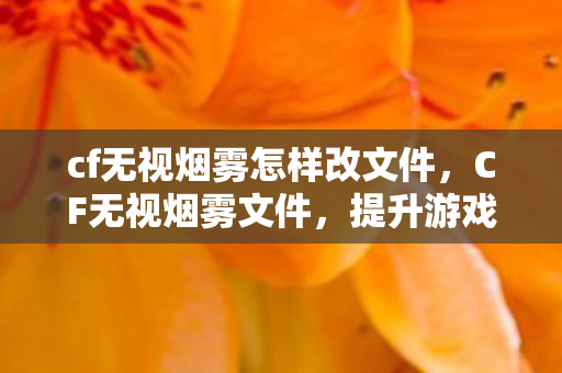 cf无视烟雾怎样改文件，CF无视烟雾文件，提升游戏体验的合法途径