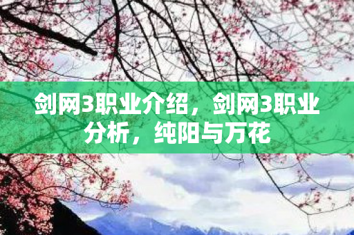 剑网3职业介绍，剑网3职业分析，纯阳与万花