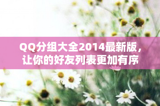 QQ分组大全2014最新版，让你的好友列表更加有序
