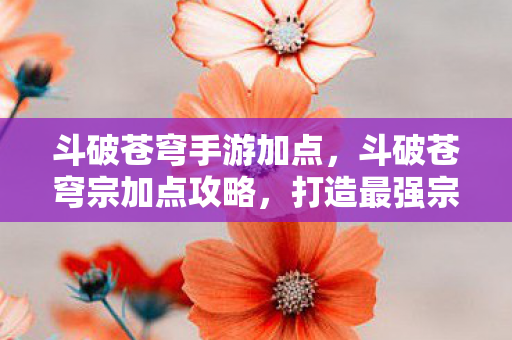 斗破苍穹手游加点，斗破苍穹宗加点攻略，打造最强宗门
