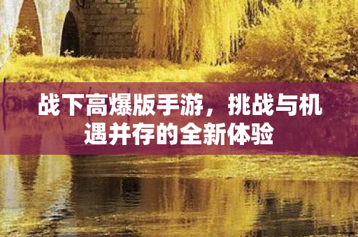 战下高爆版手游，挑战与机遇并存的全新体验