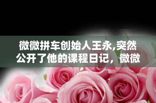 微微拼车创始人王永,突然公开了他的课程日记，微微拼车，共享经济下的绿色出行新选择