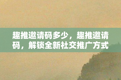 趣推邀请码多少，趣推邀请码，解锁全新社交推广方式