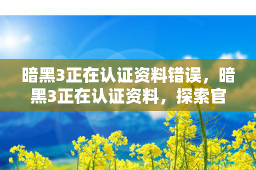 暗黑3正在认证资料错误，暗黑3正在认证资料，探索官方认证背后的意义与影响