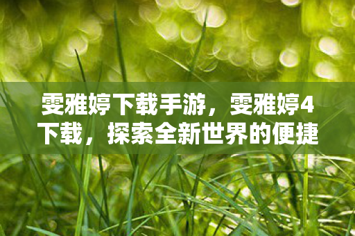 雯雅婷下载手游，雯雅婷4下载，探索全新世界的便捷途径