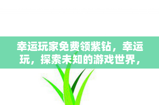 幸运玩家免费领紫钻，幸运玩，探索未知的游戏世界，尽享无限乐趣
