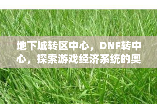 地下城转区中心，DNF转中心，探索游戏经济系统的奥秘
